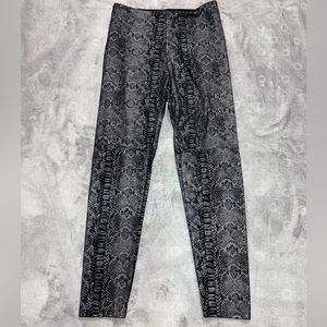 Women’s Lysse Black/Silver Snake-print Leggings Size Medium